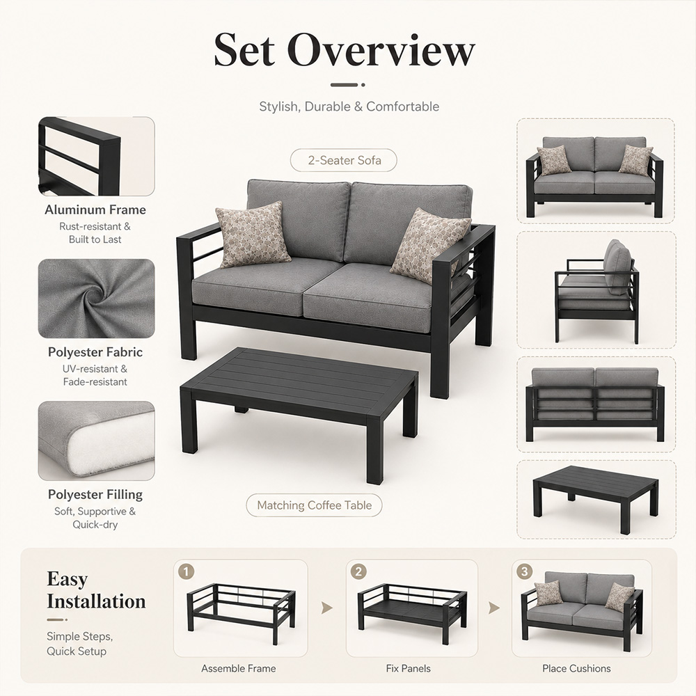 Conjunto de Sofá de Alumínio M - Outdoor Furniture Luxury avaliação e preço